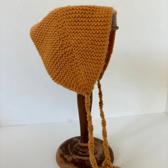 Vintage handmade knit hat/ear warmer hat with ties, Lot of 2 - Picture 2 of 15